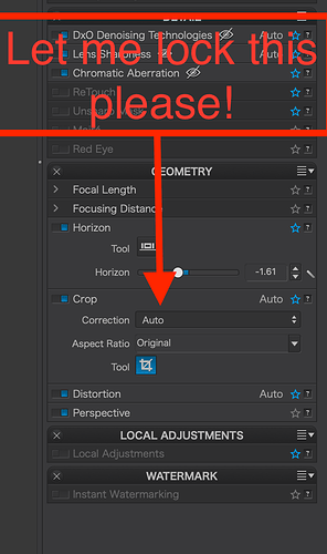 In crop, let me lock correction to auto.