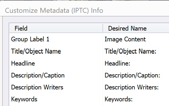 Customize IPTC metadata