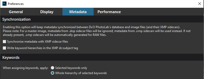 PL metadata settings